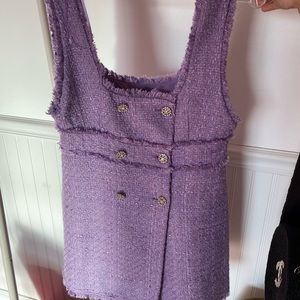 NWT Zara Double Breasted Tweed Jumper Dress in Lilac
